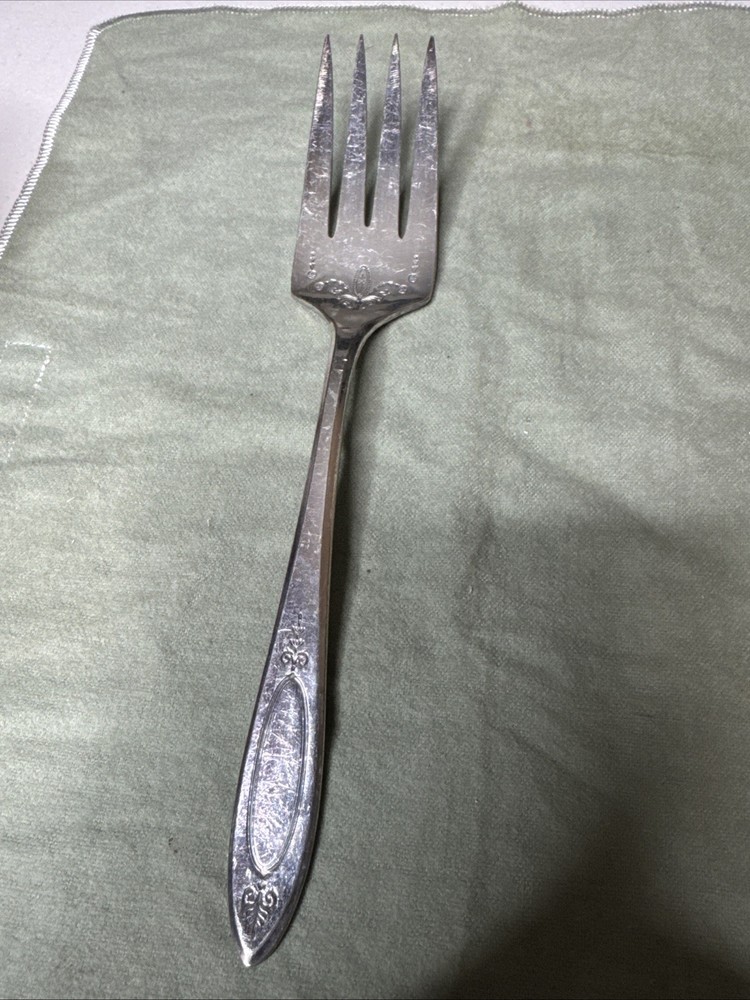 ONEIDA c1917 ADAM SILVERPLATED LARGE "8 3/8" COLD MEAT/ SERVING FORK