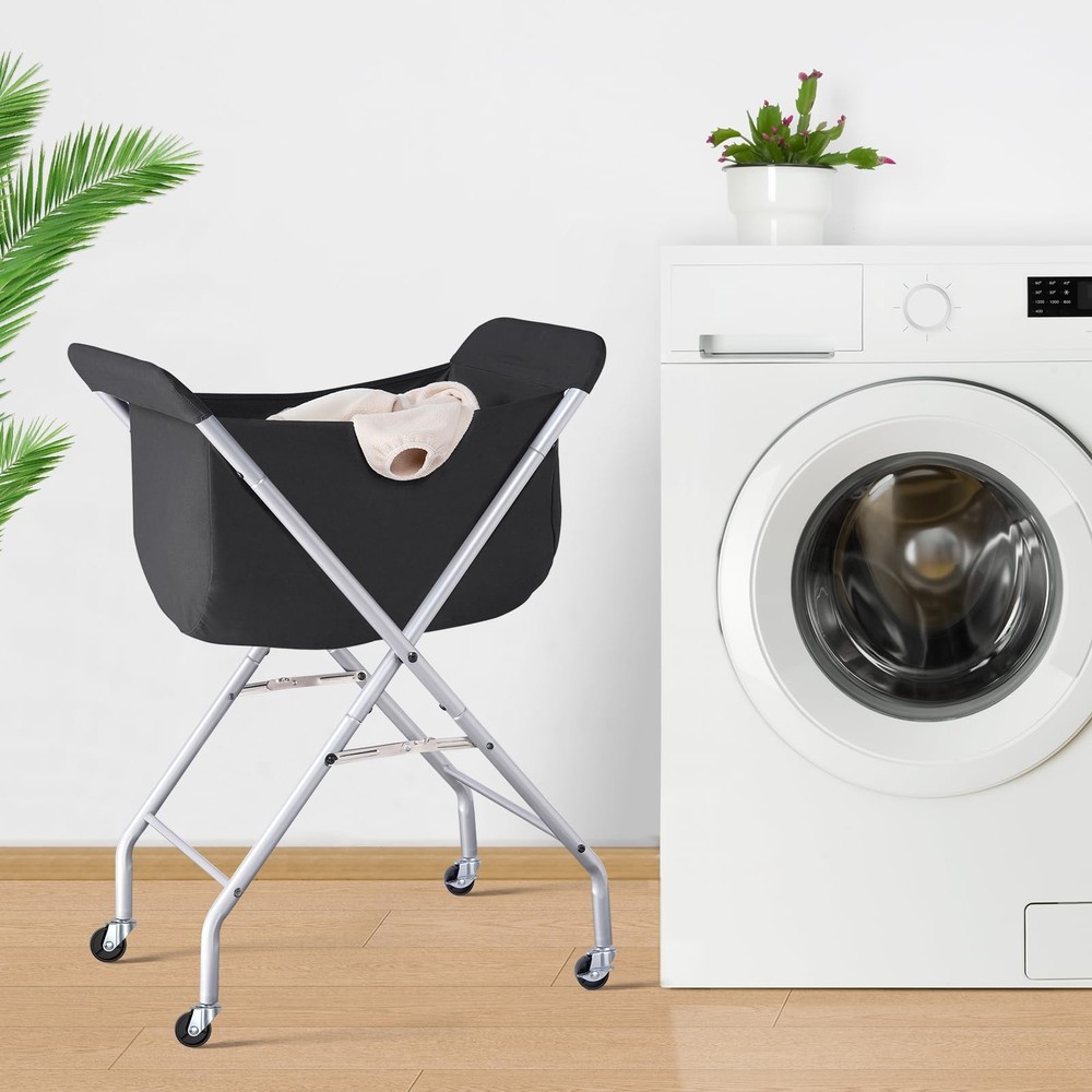 Laundry Cart With Wheels 32ยh Easy Rolling Laundry Hamper With Removable Lin...