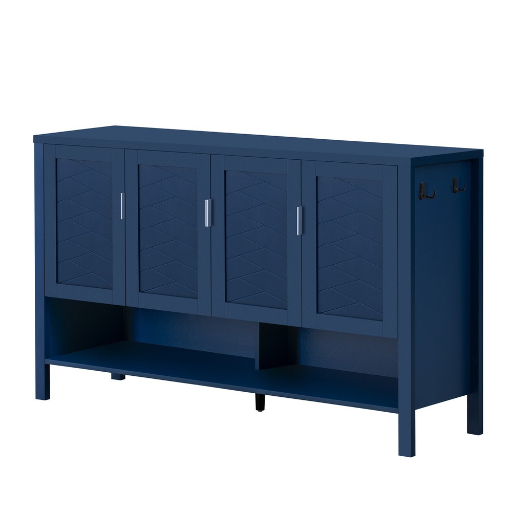 U_STYLE 55.1''Storage Sideboard with 4-Doors,Multi Functional Buffet with Open