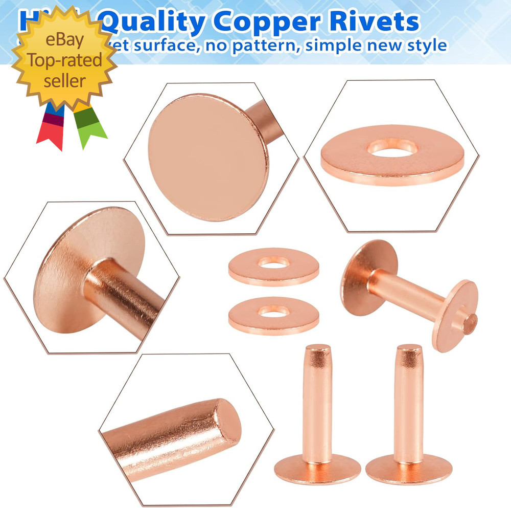 154Pcs Copper Rivets for Leather #12 Smooth Leather Rivets without Pattern