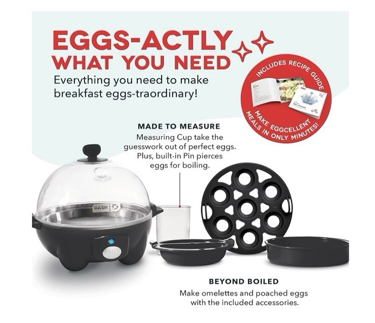 Dash - 7-Egg Everyday Rapid Electric Egg Cooker - Black - NEW