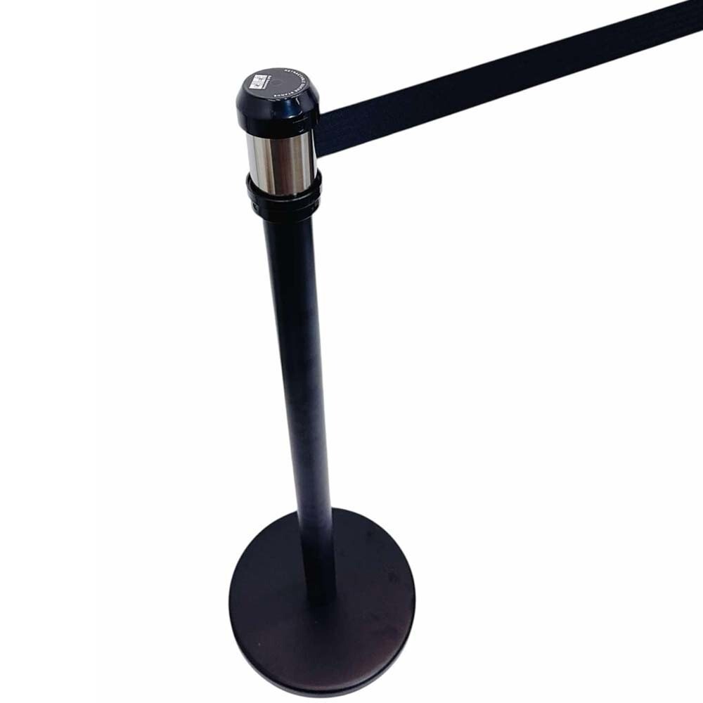 39" Tall Crowd Control Stanchion,75" Long Black Retractable Belt Control Barrier