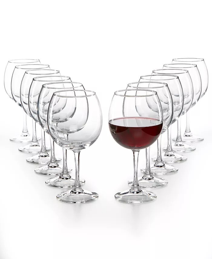 Martha Stewart Essentials 12-Pc. Red Wine Glasses Set. NEW