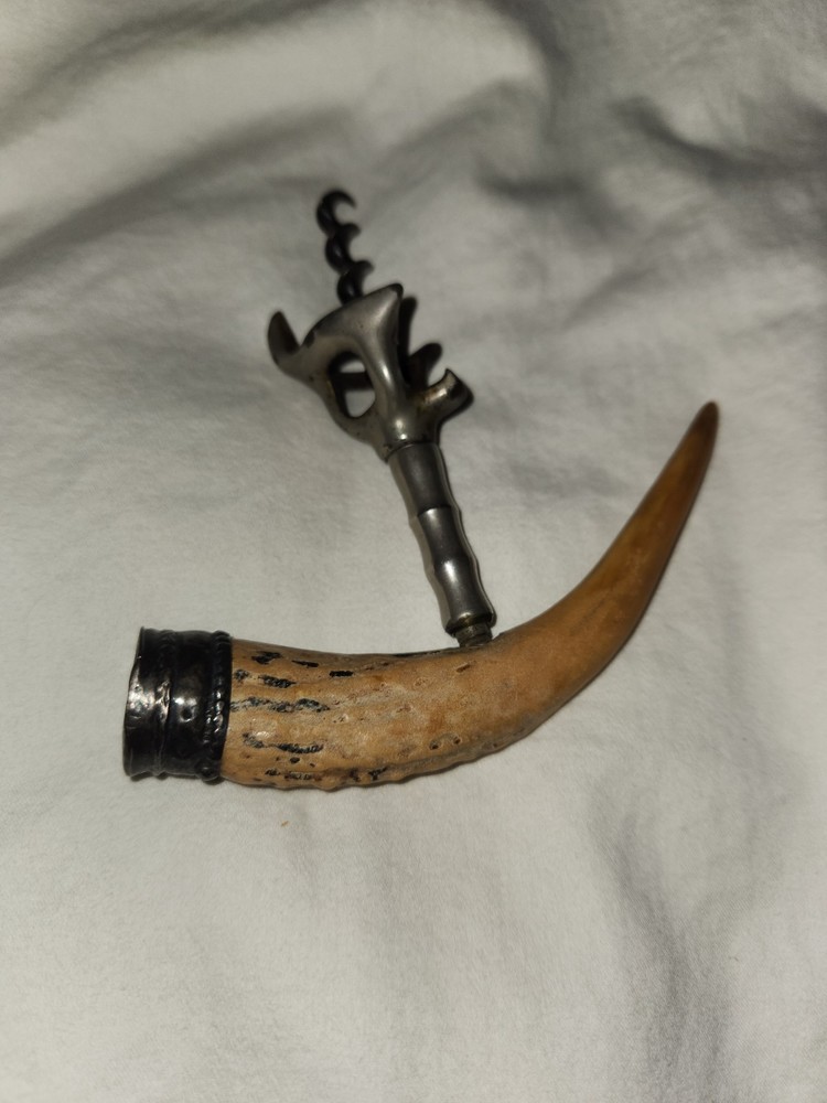 Antique Rare deer Corkscrew bottle opener wine Silver