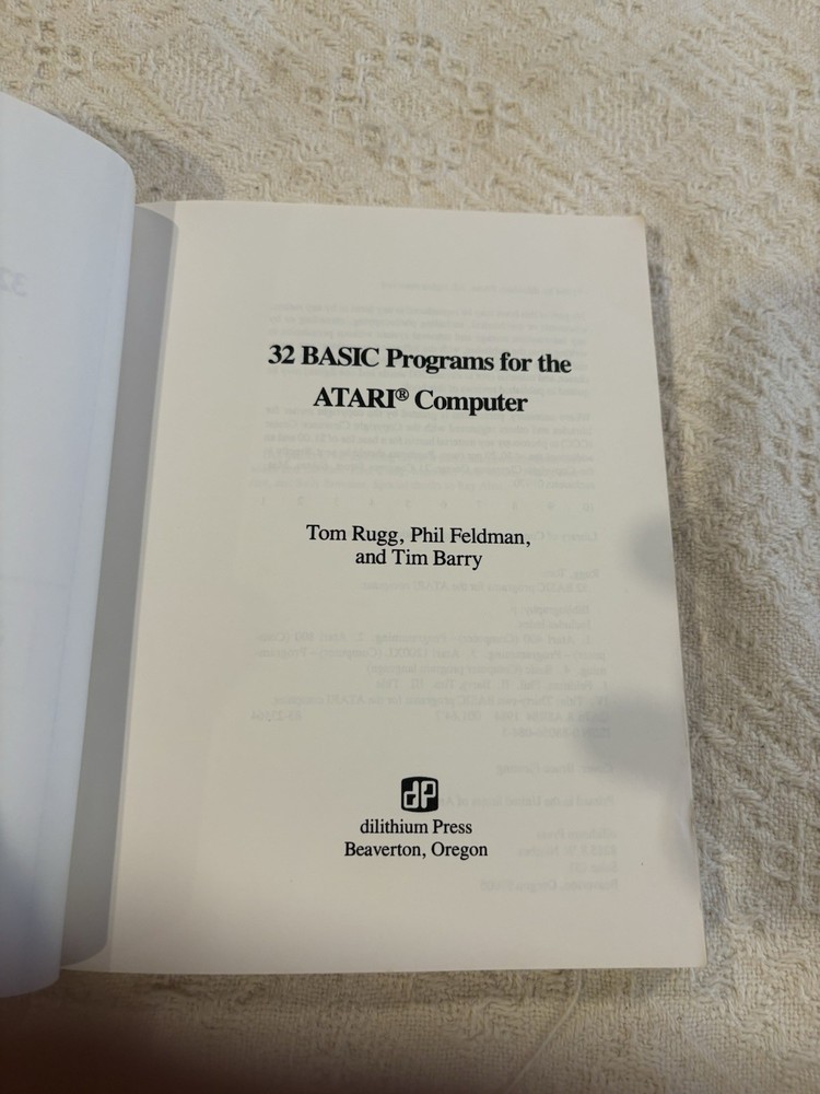 32 Basic Programs For The Atari Computer With Software