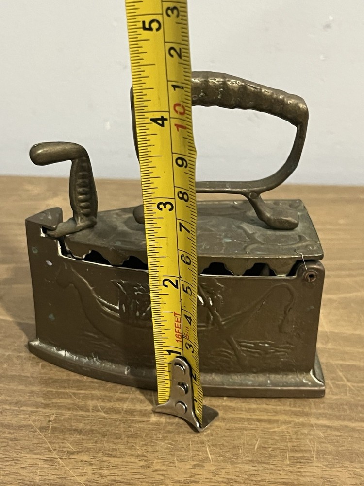 Vintage Embossed Brass Sad Iron