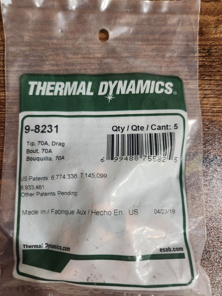 THERMAL DYNAMICS 9-8231 TIP 70A FOR SL60/SL100 TORCH, 5 PACK