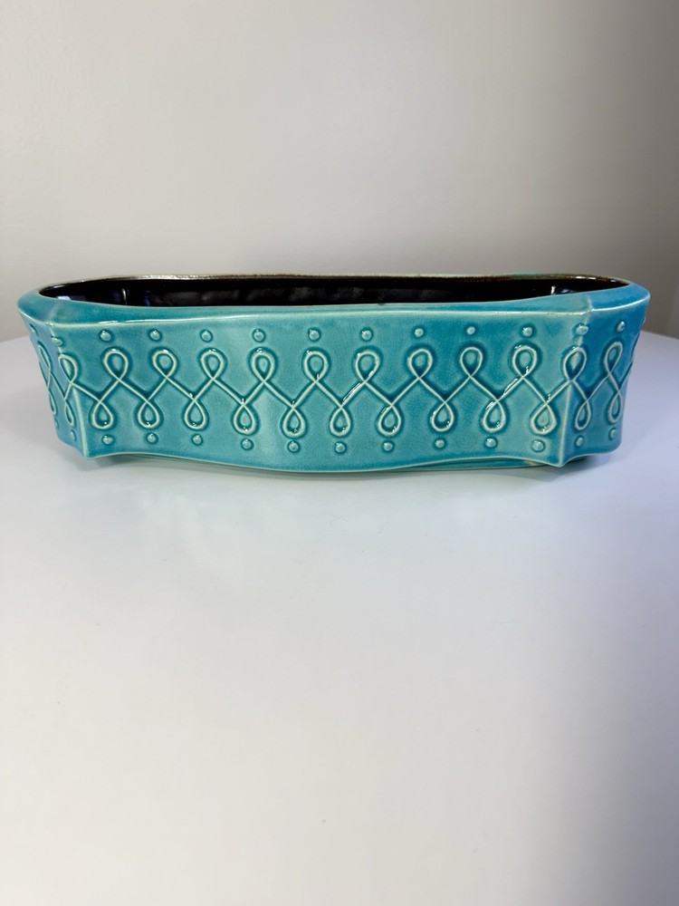 Red Wing USA Blue Ceramic Planter Mid Century