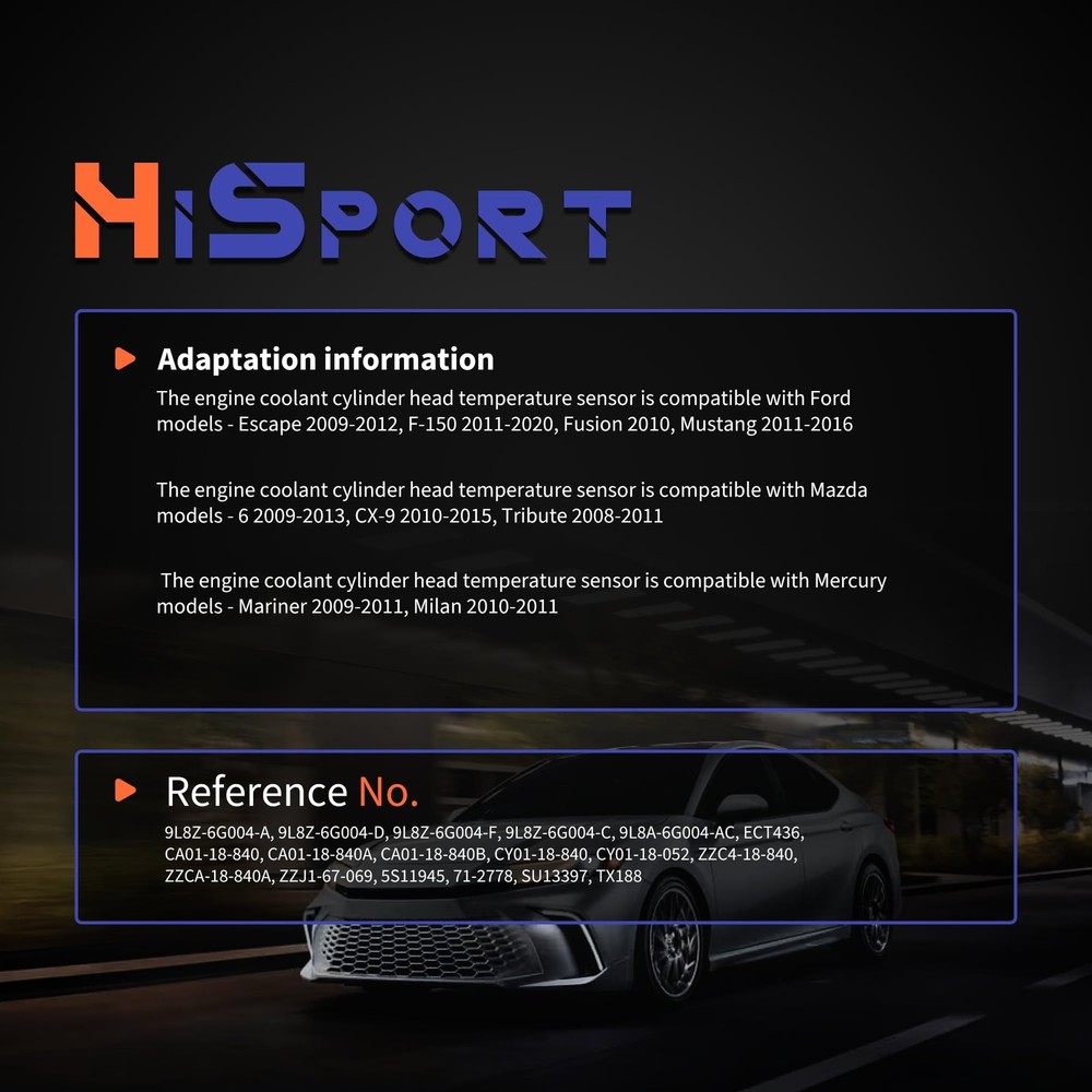 HiSport Engine Coolant Cylinder Head Temperature Sensor - Compatible with...