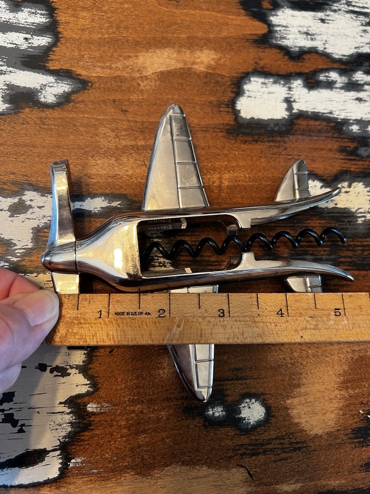 GODINGER SILVER ART Airplane Self Pull Cork Screw Silver