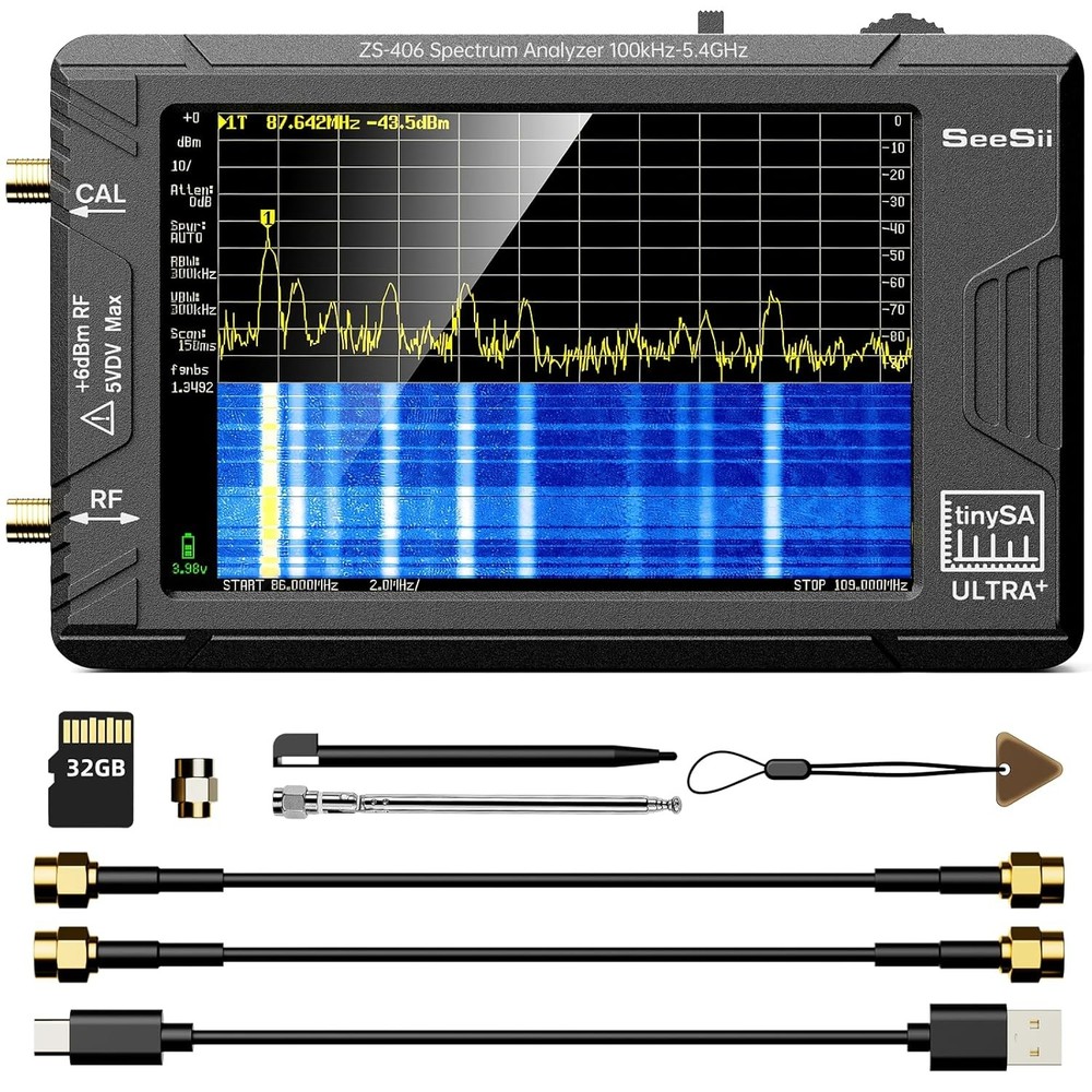 4" LCD Display Tiny Spectrum Analyzer TinySA ULTRA + 4" 100kHz-5.4GHz USB Type-C