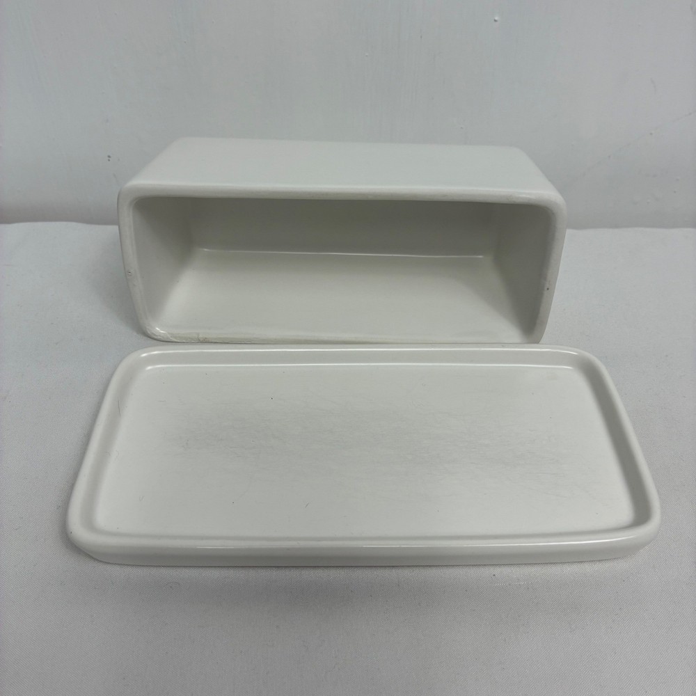 Threshold White Stoneware Butter Dish with Lid Rectangular Minimalist Modern
