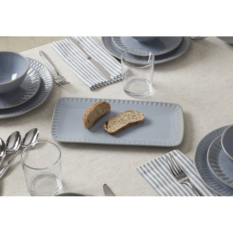 Artisanal Stripe Stoneware Serving Tray Microwave Dishwasher Safe Rectangular US