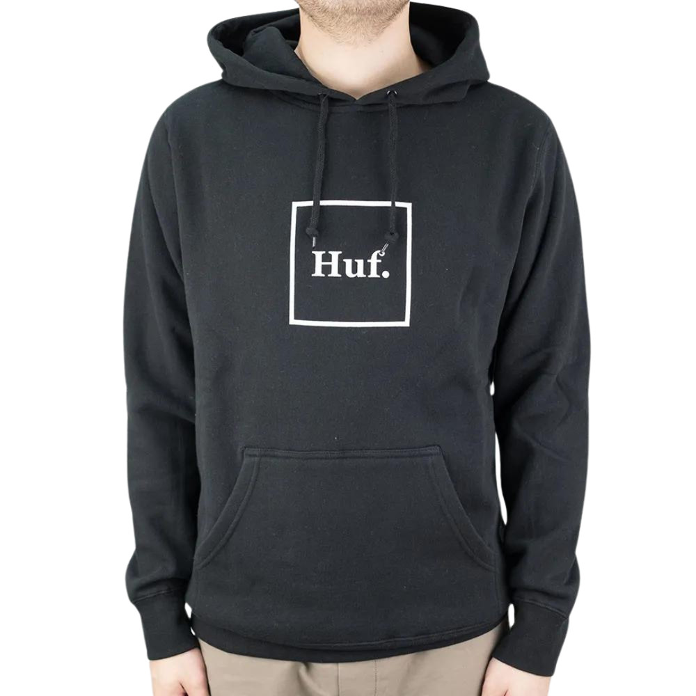 Size Medium Huf Essentials Box Logo Pull Over Hoodie - Black