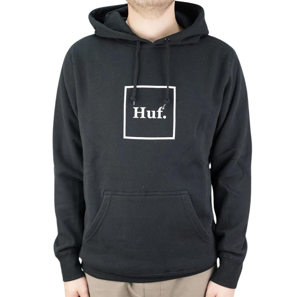 Size Medium Huf Essentials Box Logo Pull Over Hoodie - Black