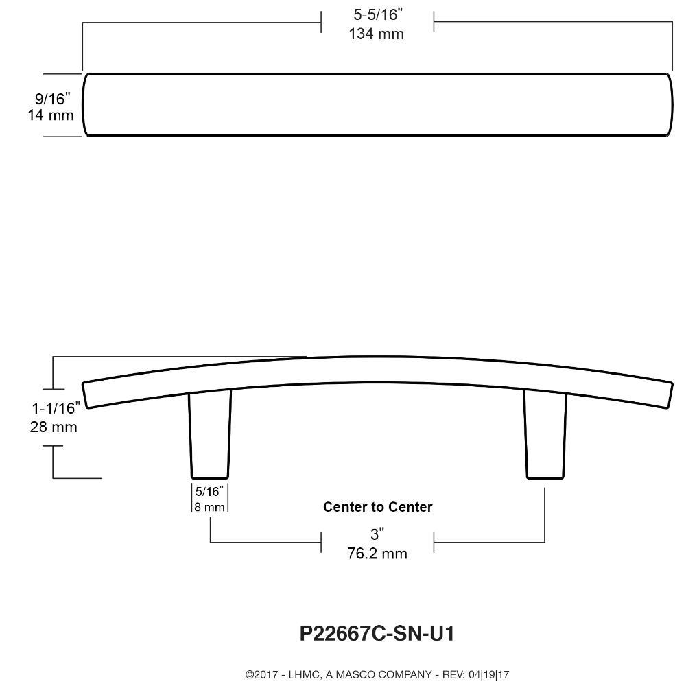 Liberty 3 in. (76mm) Satin Nickel Arched Cabinet Pull (6-Pack)