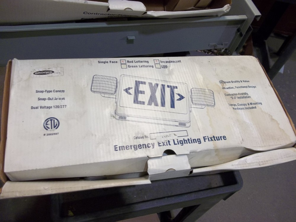NIB BROOKS CXEL1 EMERGENCY EXIT SIGN LIGHT FIXTURE (806)