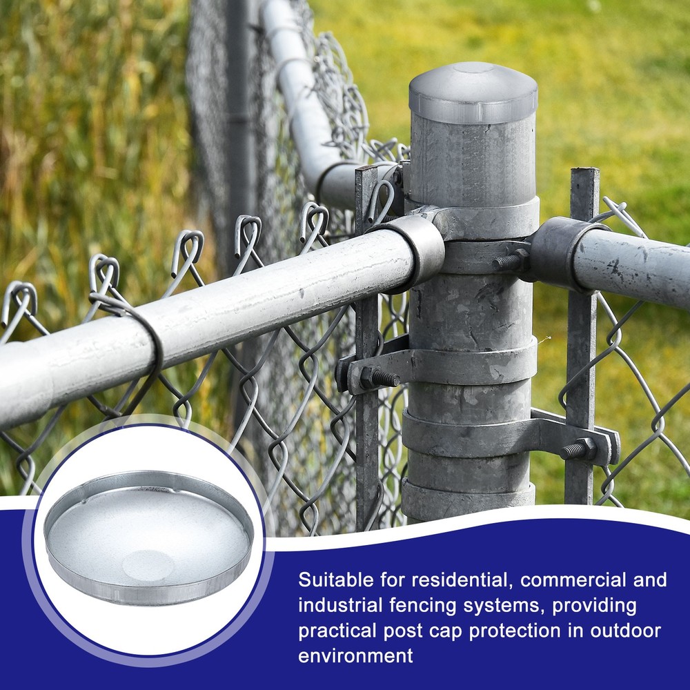 2Pcs Chain Link Fence Post Cap, Dome External Post Caps Fit 6-1/2" OD Pipe