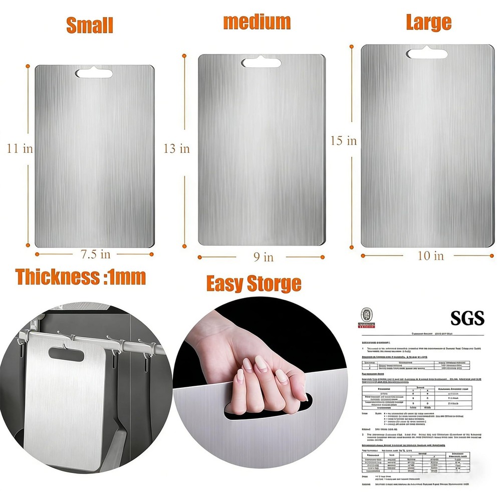 Titanium Cutting Board 100% Pure Titanium Cutting Board, 1.5MM Thickness Doub...