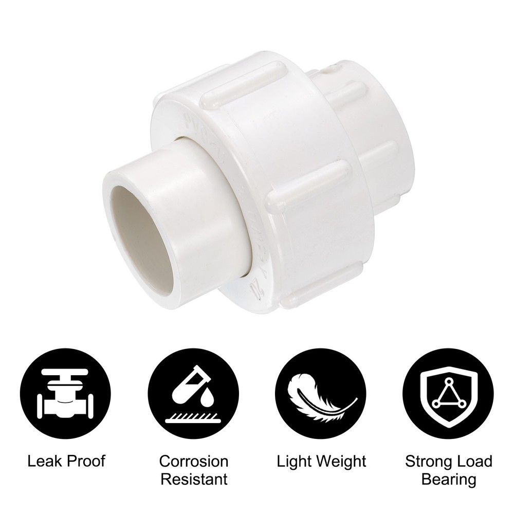 2 Pcs 1/2" Union PVC Coupling Pipe Fitting Adapter, White