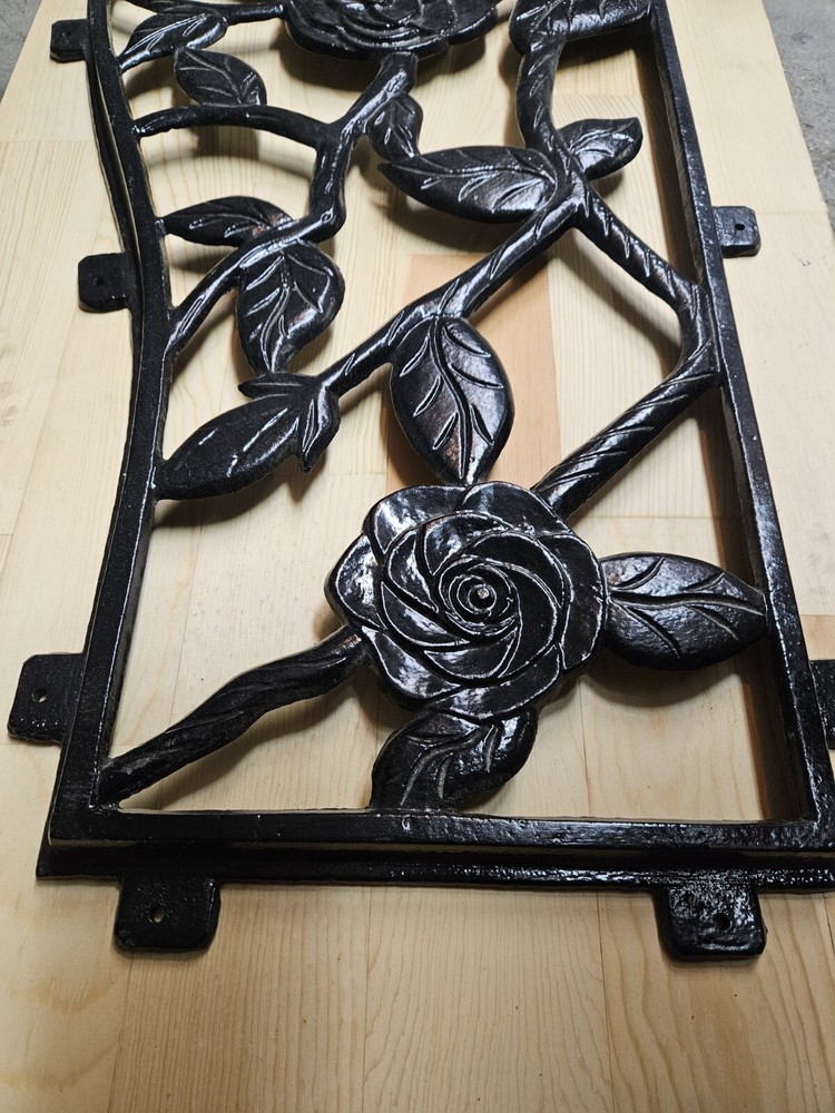 Antique Cast Iron Park Bench Back Roses