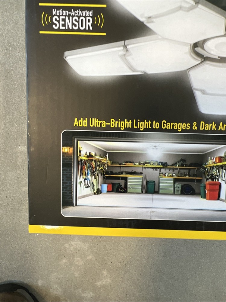 Beyond Bright 8000 lm LED Garage Light with 10 Panels 372 Bulbs Motion Activated