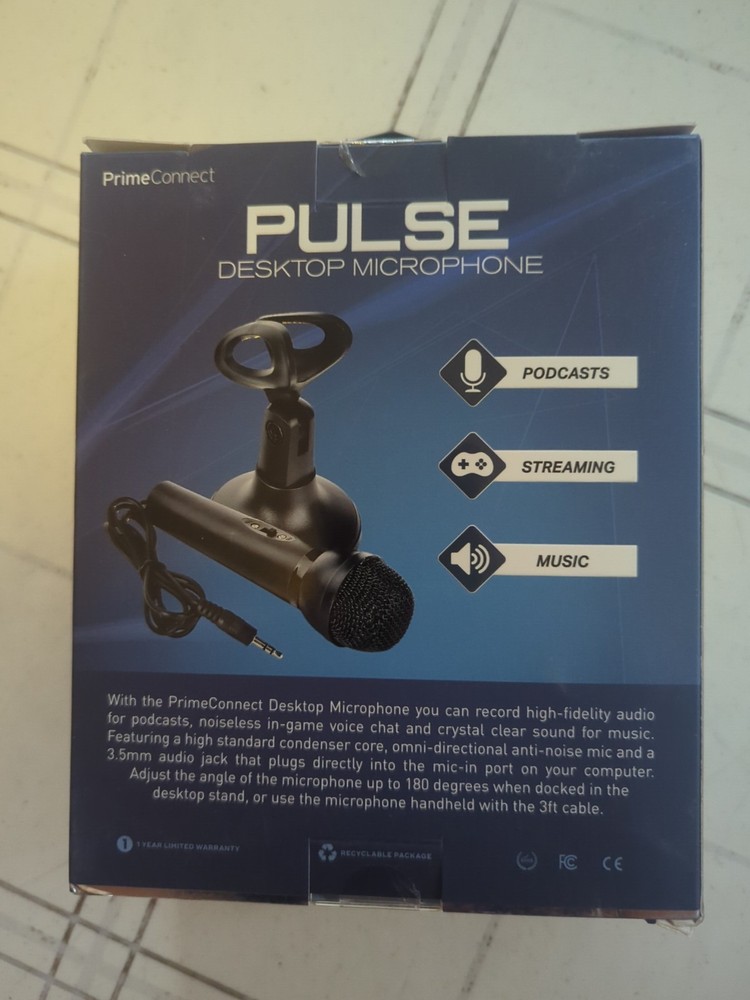 Primeconnect Pulse Desktop Microphone Podcast Streaming Music