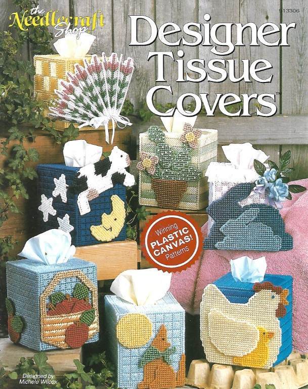 NEW PLASTIC CANVAS DESIGNER TISSUE COVERS 7 CUTE DESIGNS