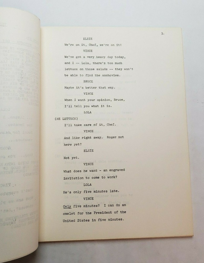 WHITE HOUSE KITCHEN / Laurence Marks 1978 Unproduced TV Script PILOT EPISODE
