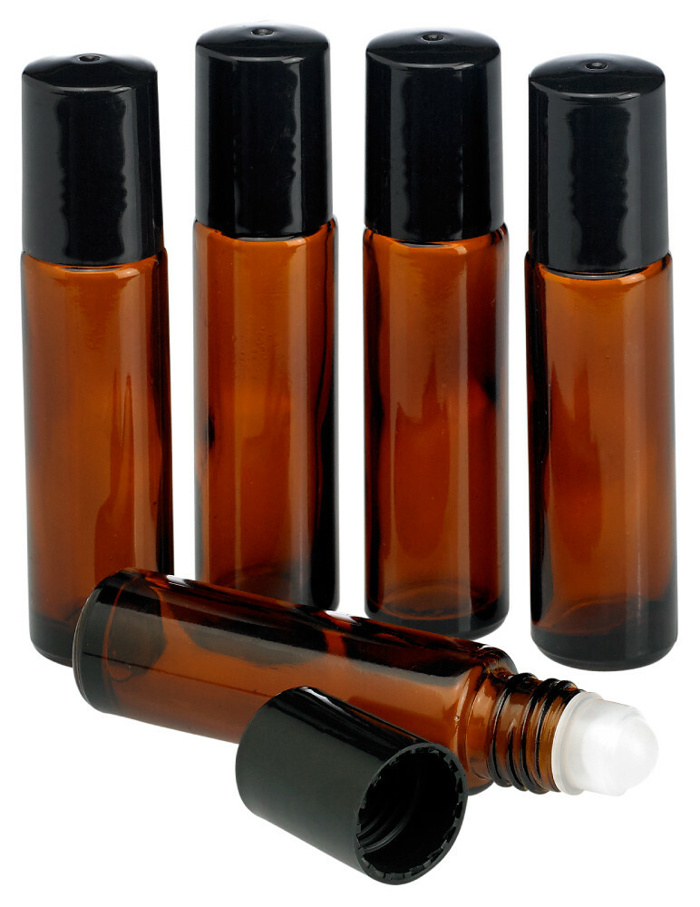 Essential Oil Amber Glass Roll on Roller Bottles 10ml Empty LOT SET Refillable