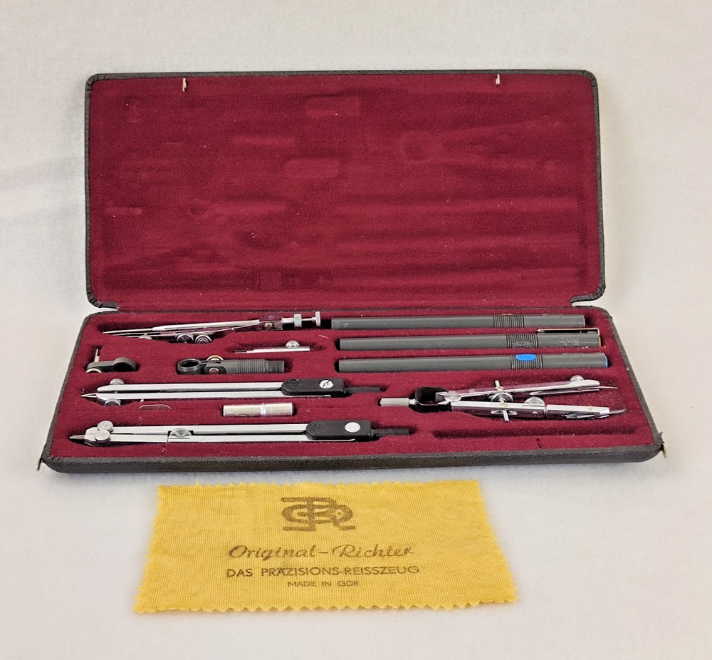 Antique German Original Richter K7AH Precision Technical Drafting Tools Full Set