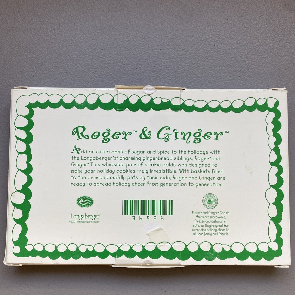 Cookie Molds Longaberger Roger & Ginger NIB 2000