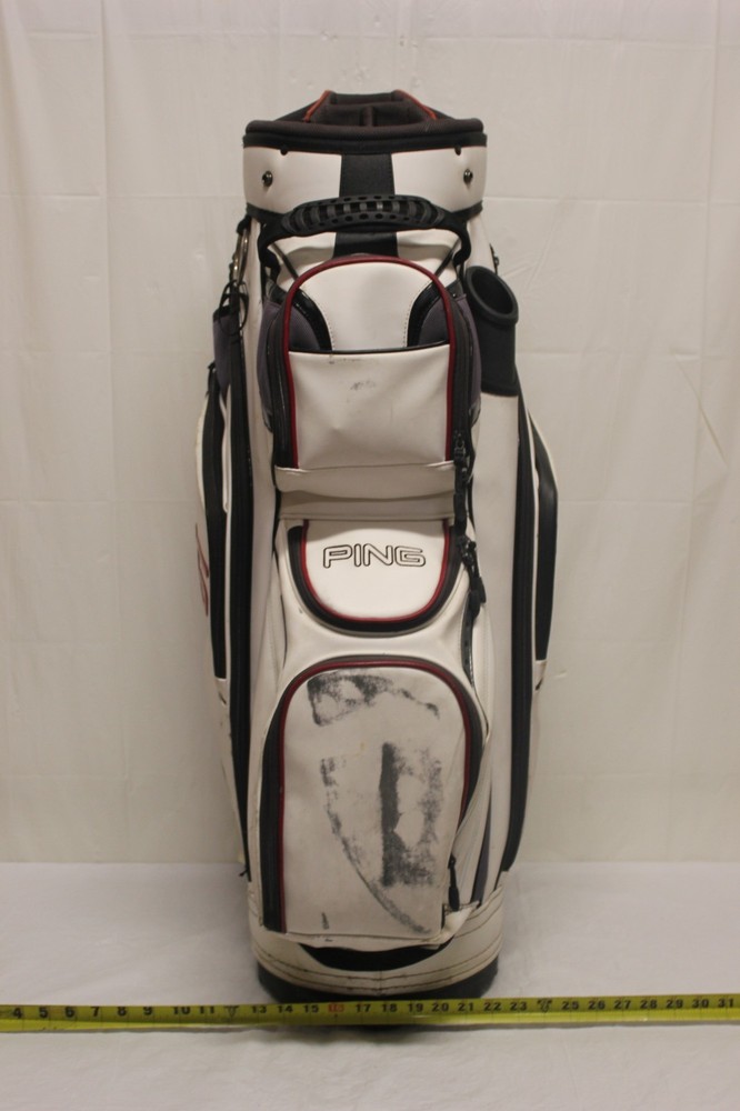 Vintage White Leather Ping Golf Bag 14-Way B1