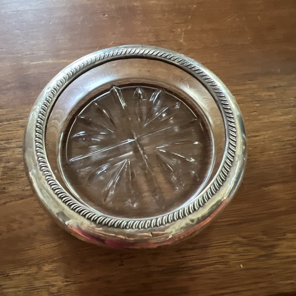 ROGERS SILVER, COASTER, STERLING SILVER RIM