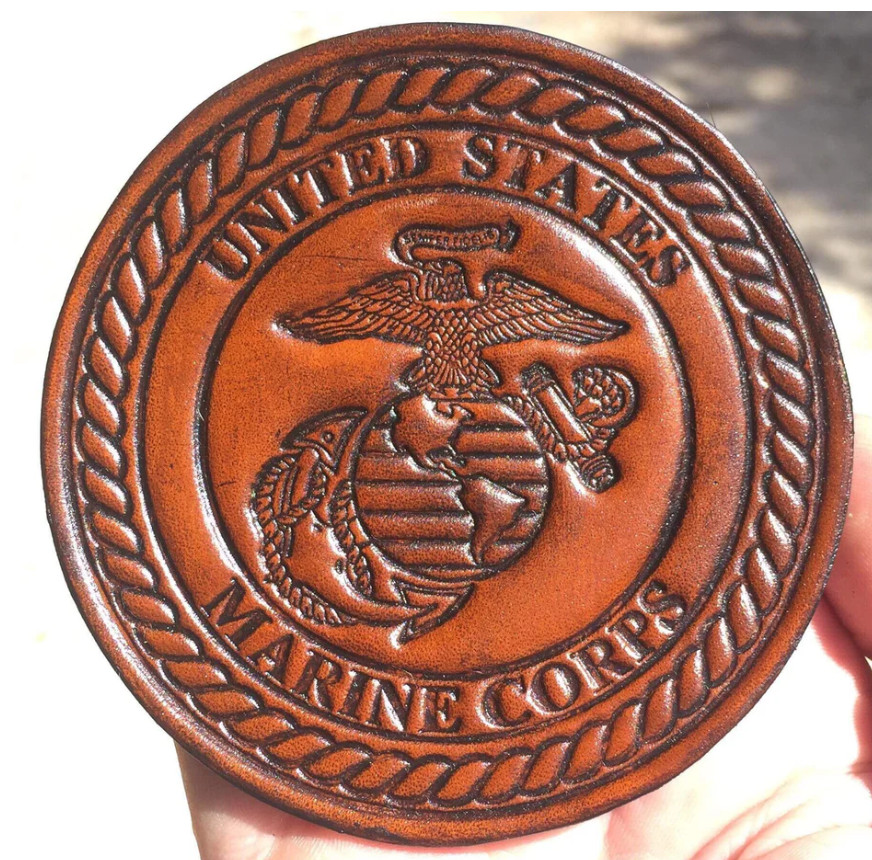 4" MARINE CORPS EGA ANTIQUE LEATHER PATCH