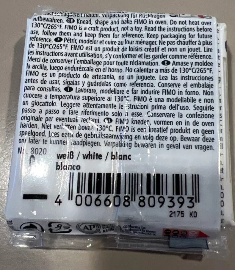 FIMO SOFT CLAY 57GM WHITE