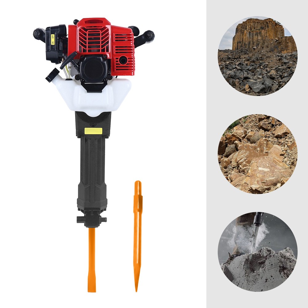 52cc Demolition Jack Hammer Concrete Breaker Drill w/ 2 Chisel Gas-Powered US