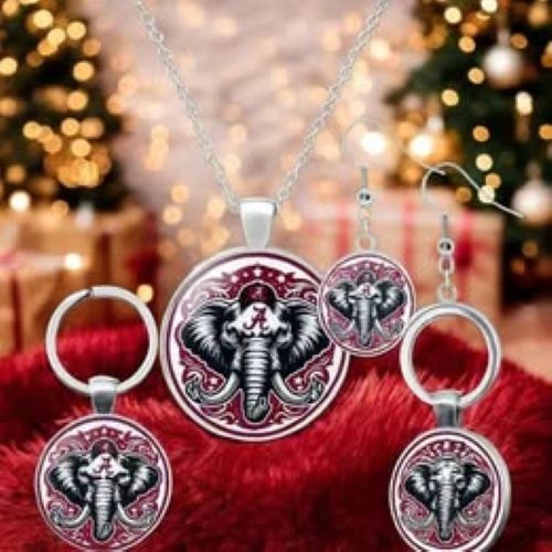 Hand Crafted Crimson Tide 3 PC Jewelry Set