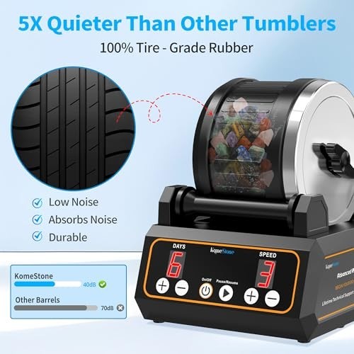 Professional Rock Tumbler Kit - 2.5LB Capacity, Digital Timer, Variable Speeds,