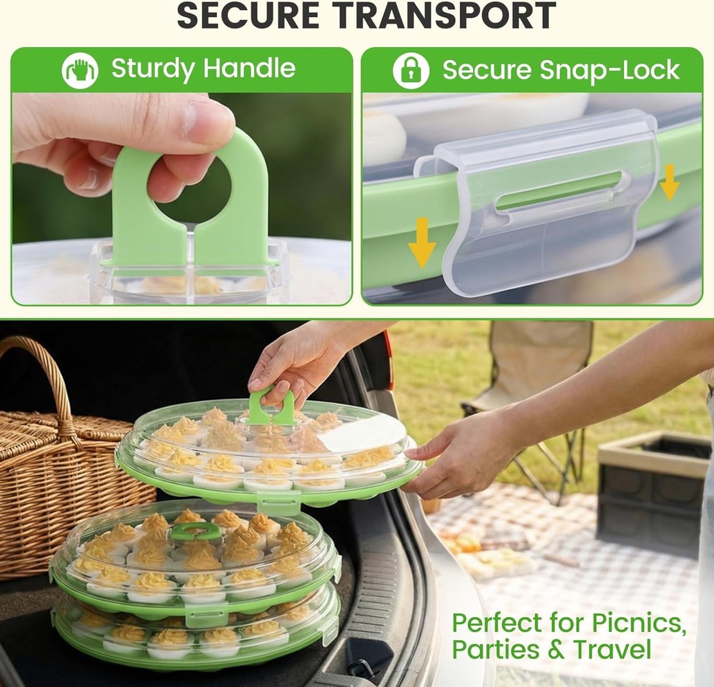 Deviled Egg Carrier Tray with Lid 66 Slots