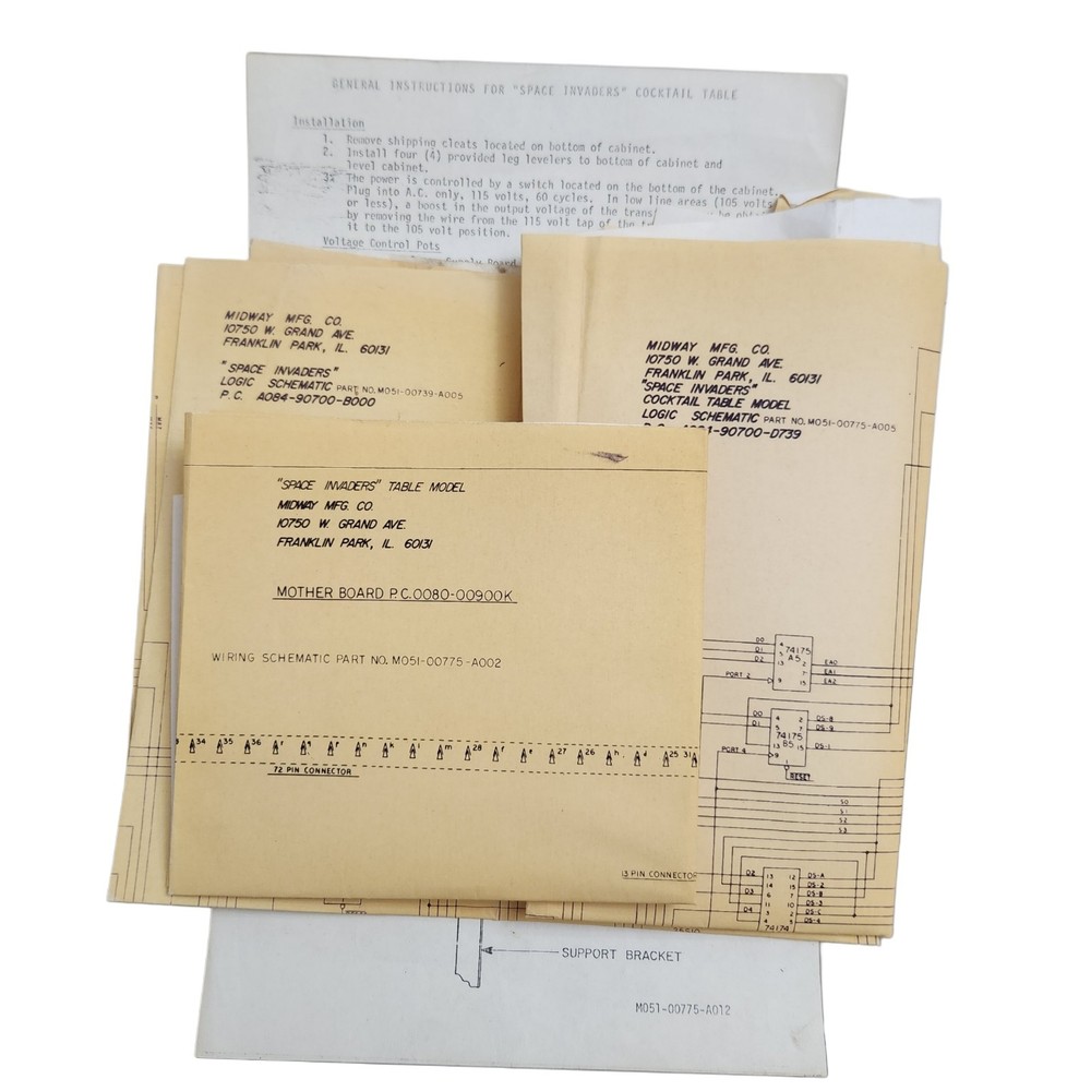 Space Invaders Cocktail Table Schematics Midway