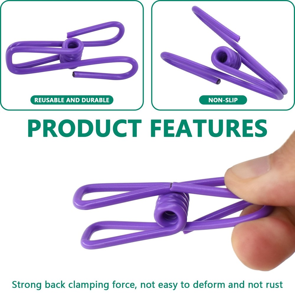 50 Packs Steel Wire Clips Vinyl Plastic Coated Multi-Function Colored Utility...