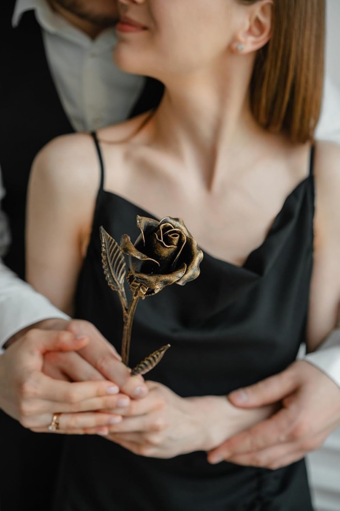 Handcrafted Bronze Rose – 8th & 19th Yeat Wedding for Her – Solid Me