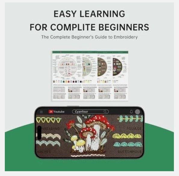Embroidery Kit for Beginners - Learn 38 Stitches, Step-by-Step Guide & Accessori