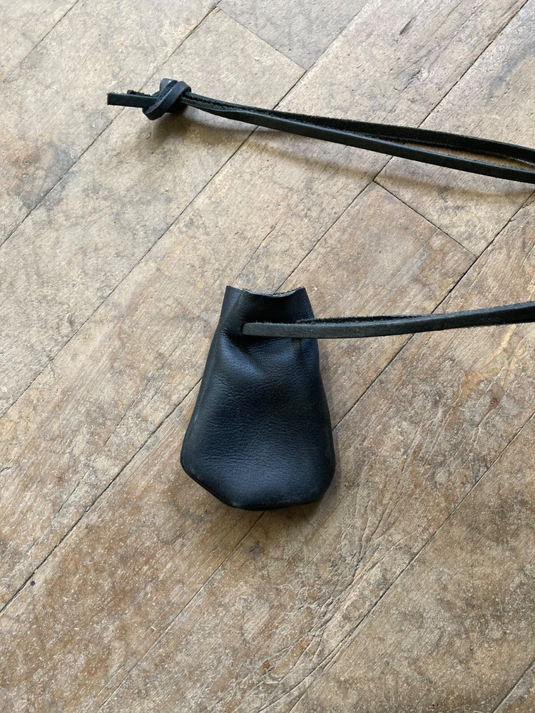 Leather Works Ltd. Leather Drawstring Necklace Pouch (601-BLK)