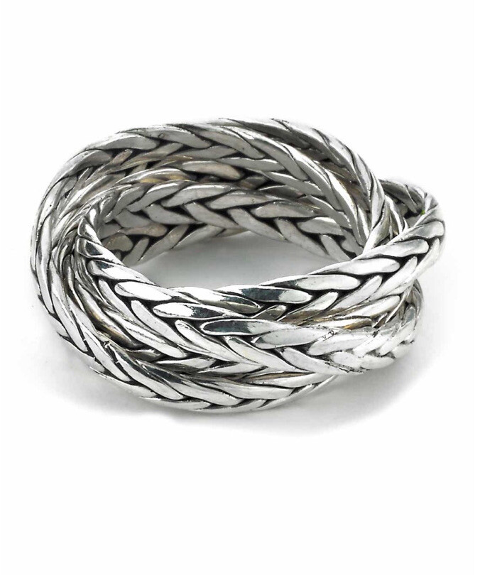 SAMUEL B STERLING SILVER BRAIDED DESIGN STACKED UP RING  SIZE 7