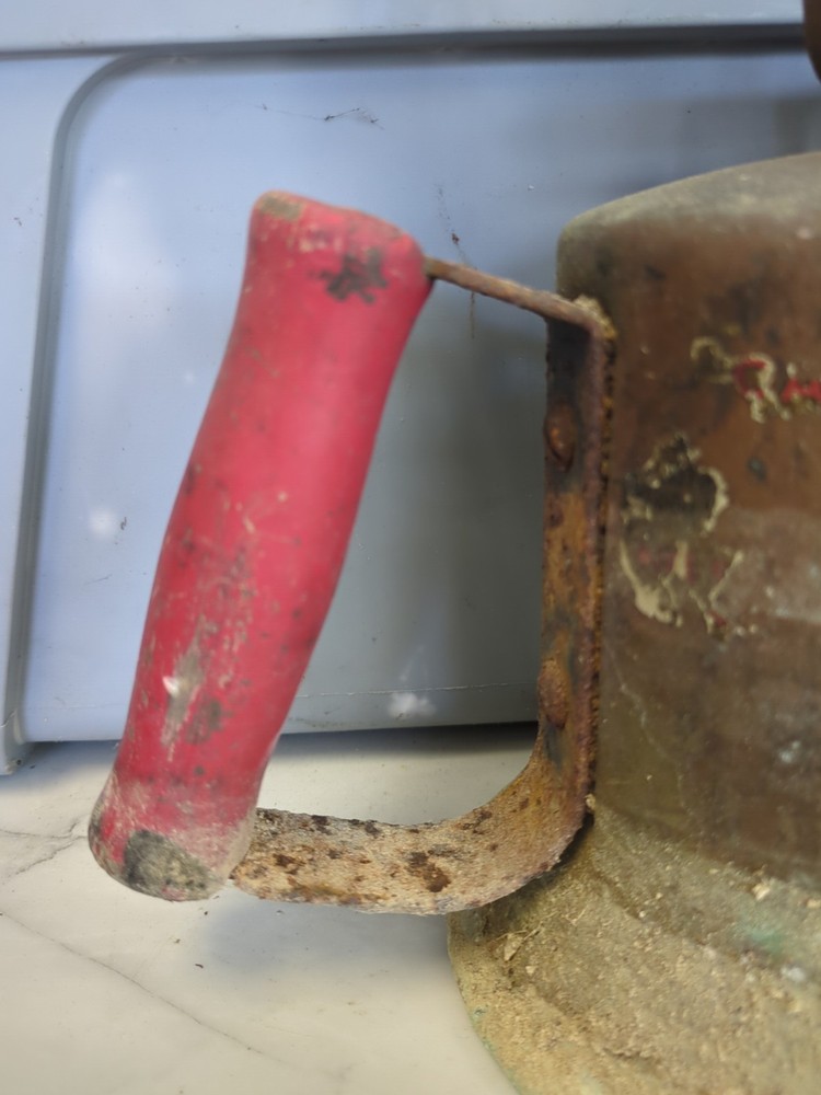 Antique Vintage Brass Blow Torch Red Handle