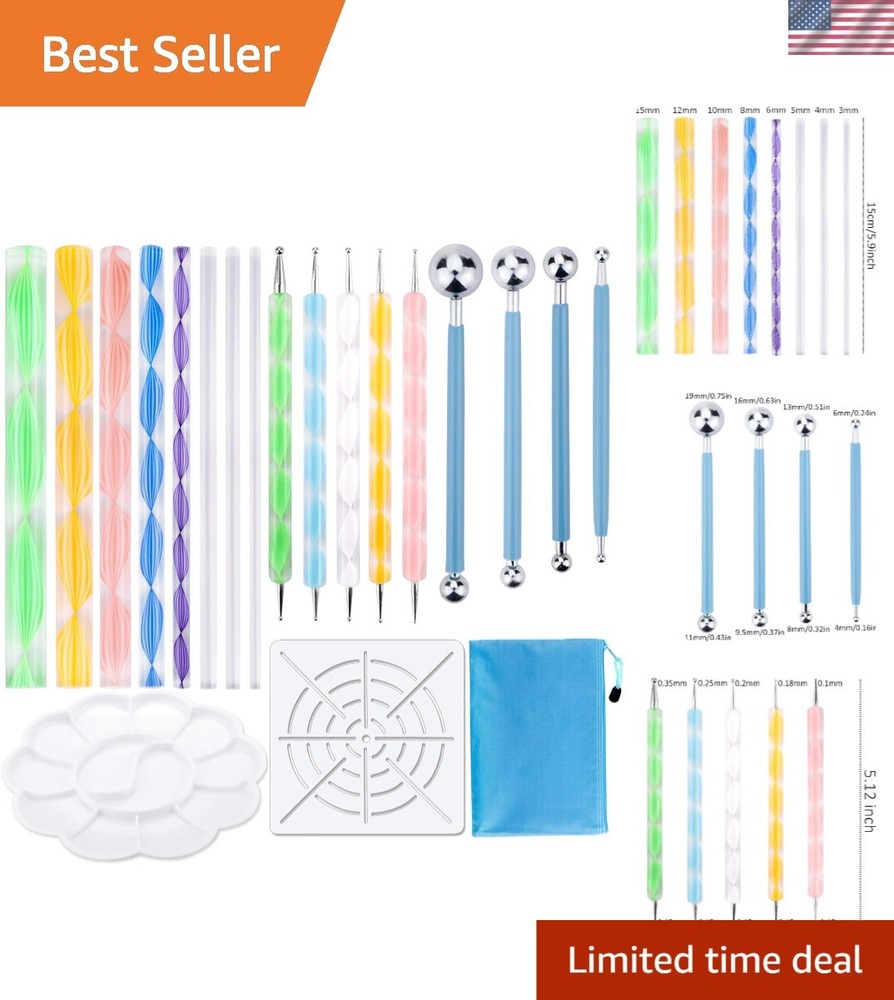 Complete 19-Piece Dotting Tools for Mandala Art - Includes Tote for Easy Storage