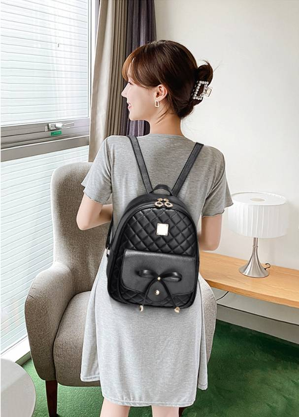 Black small back pack purse for women