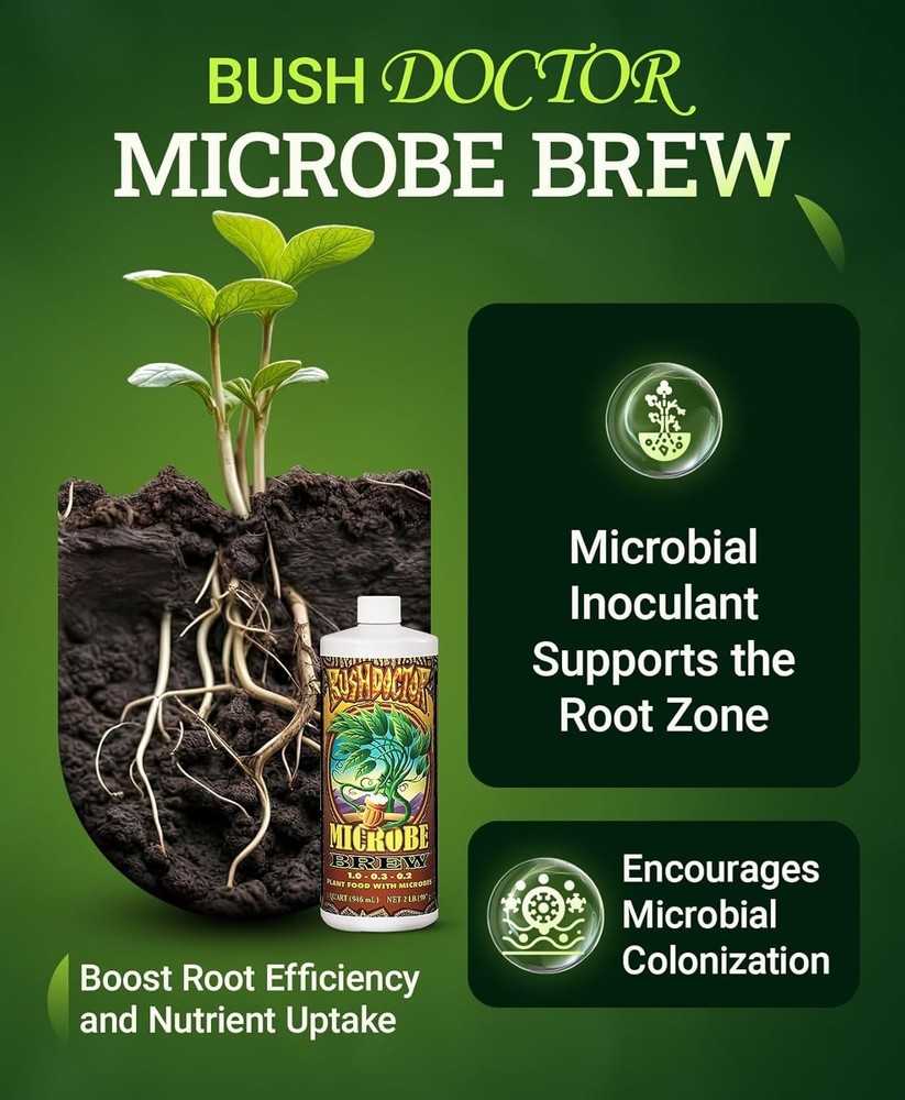 Foxfarm Bushdoctor Quart Microbe Brew Liquid Microbial Nutrient